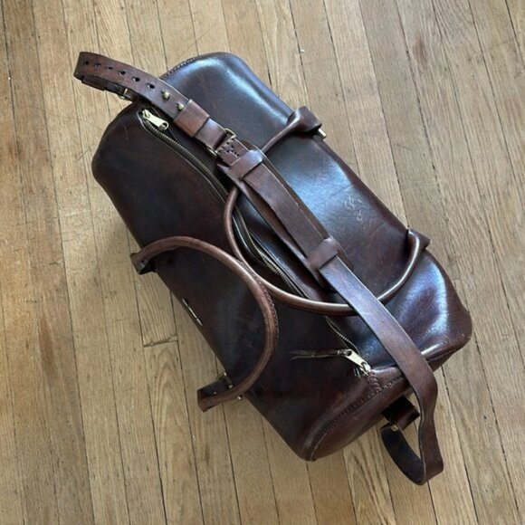 Rare Wolf and Maiden handcrafted artisan leather weekender duffle bag luggage - Picture 15 of 16